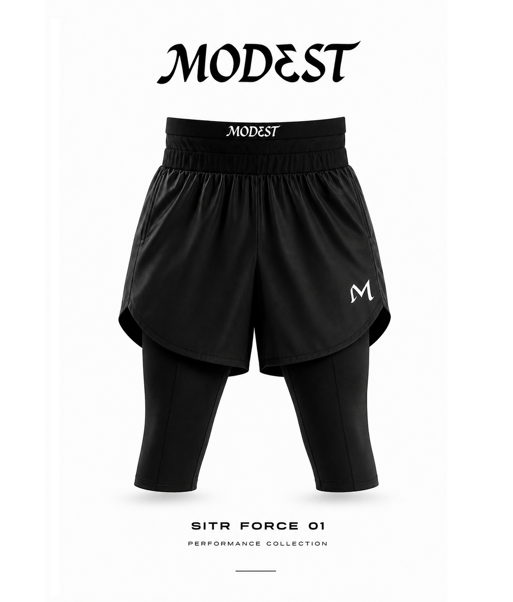 Sitr Force 01 - short deportivo cubre Awrah para hombre musulmán, vista frontal