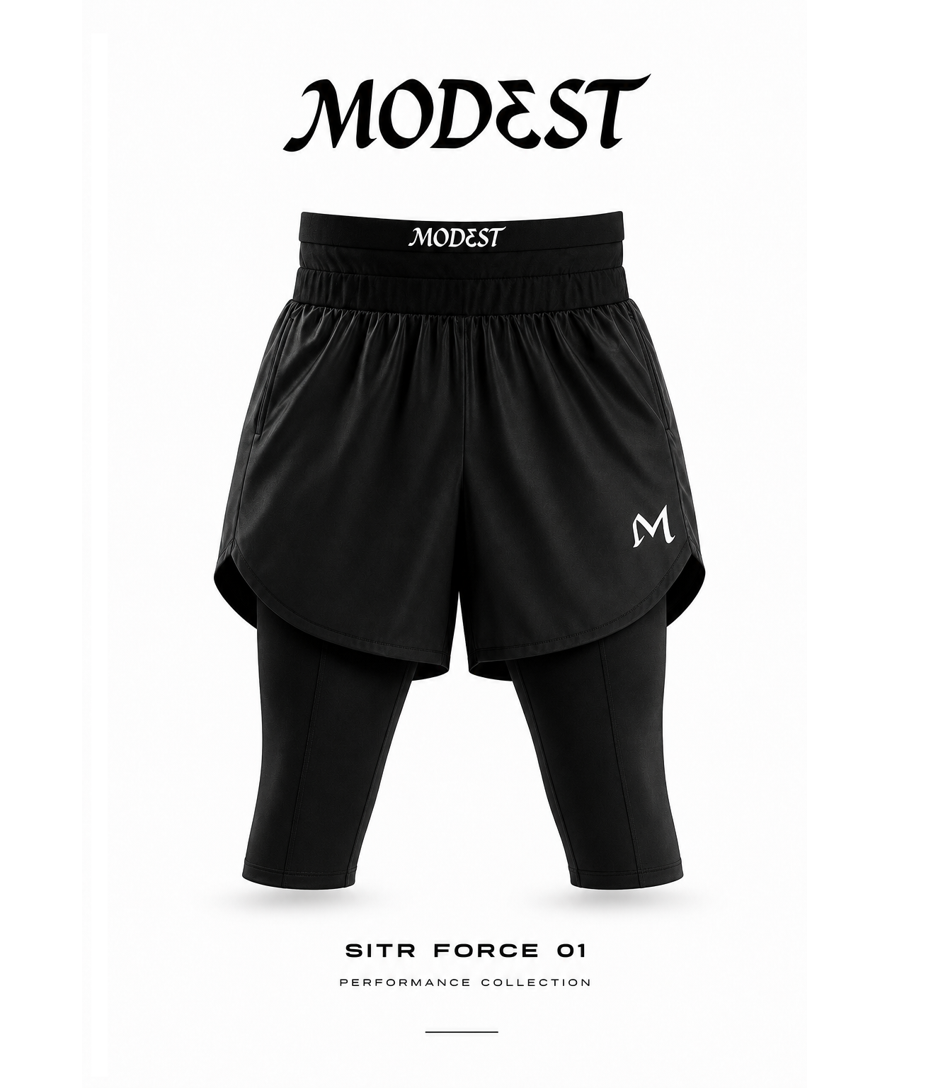 Sitr Force 01 - short deportivo cubre Awrah para hombre musulmán, vista frontal